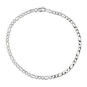 925 White Gold Figaro Anklet 10"